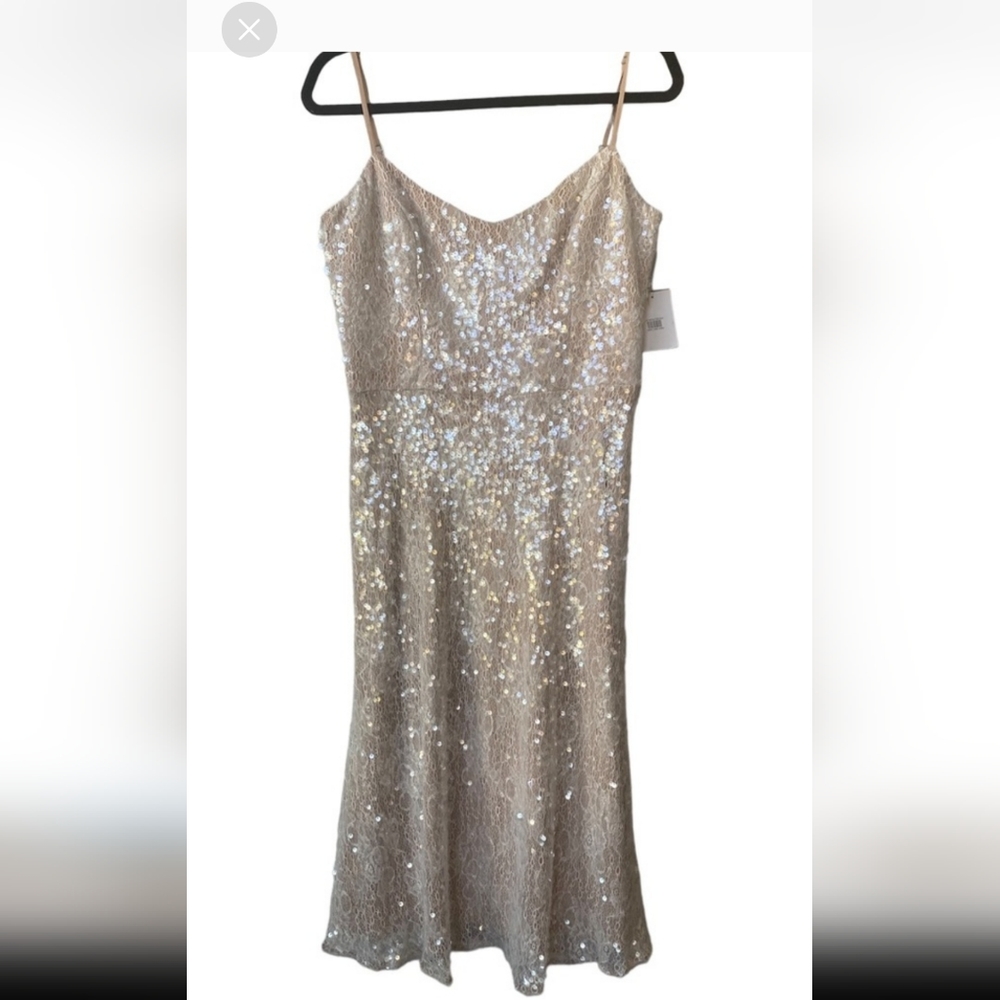 Dress The Population Antonia Dress Off White Lace Sequin MIDI - Picture 2 of 6